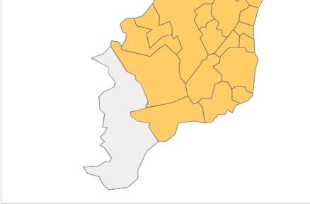鴨川市、勝浦市、大多喜町、 御宿町、いすみ市、 睦沢町、一宮町、 長生村、白子町、茂原市、長柄町、長南町、市原市、袖ヶ浦市、 木更津市、君津市、鋸南町